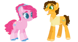 Size: 782x430 | Tagged: safe, artist:m-00nlight, cheese sandwich, pinkie pie, pony, g4, alternate hairstyle, female, male, older, ship:cheesepie, shipping, simple background, straight, transparent background