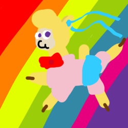 Size: 480x480 | Tagged: safe, artist:artdbait, paprika (tfh), alpaca, them's fightin' herds, bow, clothes, community related, doodle, female, fightin' doods, magical girl, magical girl outfit, rainbow, ribbon, sailor moon (series), skirt, solo