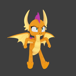 Size: 1080x1080 | Tagged: artist needed, source needed, safe, smolder, dragon, g4, 3d, animated, butt, crazy frog, dragon wings, dragoness, female, horns, no sound, solo, turnaround, webm