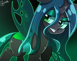 Size: 1200x946 | Tagged: safe, artist:yuyutsuka_0130, queen chrysalis, changeling, changeling queen, g4, female, looking at you, solo