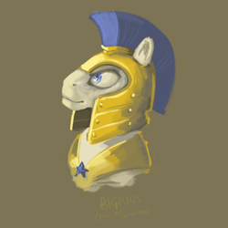 Size: 693x693 | Tagged: safe, artist:bigrigs, pony, armor, bust, male, portrait, royal guard, simple background, solo, stallion