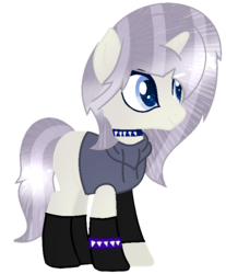 Size: 599x723 | Tagged: safe, artist:melodysweetheart, artist:space--paws0w0, oc, oc only, oc:aesthetic adore, pony, unicorn, icey-verse, base used, black socks, choker, clothes, commission, female, hoodie, magical lesbian spawn, mare, next generation, offspring, parent:inky rose, parent:lily lace, parents:inky lace, simple background, socks, solo, spiked choker, spiked wristband, transparent background, wristband