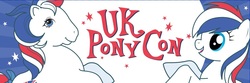 Size: 940x311 | Tagged: safe, oc, oc only, oc:britannia (uk ponycon), earth pony, pony, uk ponycon, g1, g4, convention, female, generational ponidox, mare, mascot, self ponidox, united kingdom