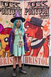 Size: 640x960 | Tagged: safe, apple bloom, cheese sandwich, trixie, human, uk ponycon, uk ponycon 2017, g4, bristol, clothes, cosplay, costume, irl, irl human, photo