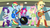 Size: 1280x714 | Tagged: safe, screencap, applejack, fluttershy, pinkie pie, rainbow dash, rarity, equestria girls, g4, my little pony equestria girls: rainbow rocks, applejack's hat, bass guitar, better than ever, cowboy hat, drums, female, guitar, hat, humane five, keytar, musical instrument, ponied up, tambourine