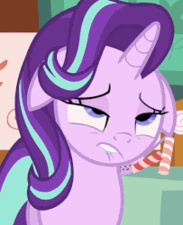Size: 373x459 | Tagged: safe, edit, edited screencap, screencap, starlight glimmer, pony, unicorn, g4, no second prances, animated, cropped, female, floppy ears, lip bite, open mouth, out of context, solo, starlight glimmer is best facemaker, unf, vibrating