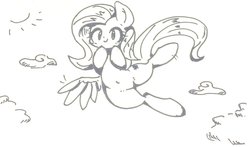 Size: 1863x1092 | Tagged: safe, artist:91o42, fluttershy, pegasus, pony, g4, female, grayscale, mare, monochrome, solo