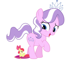 Size: 6021x5101 | Tagged: safe, artist:dashiesparkle edit, artist:emper24, artist:kooner-cz, edit, vector edit, apple bloom, diamond tiara, earth pony, pony, g4, absurd resolution, bully, female, filly, foal, imminent butt crush, micro, pillow, size difference, vector