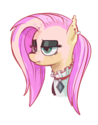 Size: 704x900 | Tagged: safe, artist:hamanaki, fluttershy, pony, fake it 'til you make it, g4, clothes, fangs, female, fluttergoth, lidded eyes, mare, simple background, solo, transparent background