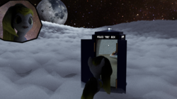 Size: 1920x1080 | Tagged: safe, oc, oc only, oc:starry skies, pony, 3d, blender, blender cycles, cloud, cute, doctor who, looking, moon, moonlight, night, render, solo, surprised, tardis