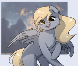 Size: 3202x2717 | Tagged: safe, artist:katputze, derpy hooves, pegasus, pony, g4, cheek fluff, chest fluff, cute, female, high res, mare, shoulder fluff, smiling, solo