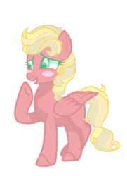 Size: 730x1006 | Tagged: safe, artist:abigail716, oc, oc only, pony, base used, blank flank, blush sticker, blushing, female, mare, offspring, parent:big macintosh, parent:vapor trail, parents:vapormac, requested art, solo, wings