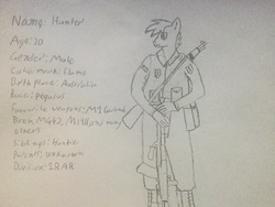 Size: 3264x2448 | Tagged: safe, artist:razhunter, oc, oc only, oc:hunter, anthro, australia, australian, boots, clothes, flag, gun, high res, jacket, m1 garand, machine gun, pouch, reference sheet, shoes, solo, traditional art, weapon