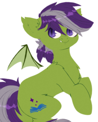 Size: 2000x2500 | Tagged: safe, artist:etoz, oc, oc only, oc:grey seeking dusk, bat pony, pony, bat pony oc, colt, cute, fangs, high res, male, request, requested art, simple background, smiling, solo, transparent background