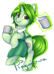 Size: 723x1001 | Tagged: safe, artist:pingwinowa, pony, unicorn, barista, commission, nicole ting, ponified, rhythm doctor, standing