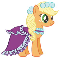 Size: 574x548 | Tagged: safe, applejack, g4, official, blonde, clothes, dress, hatless, missing accessory, simple background, transparent background