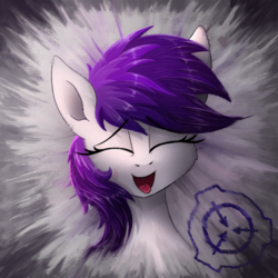 Size: 2000x2000 | Tagged: safe, artist:atlas-66, oc, oc only, oc:swirple, pony, eyes closed, happy, head only, high res, open mouth, scp foundation, solo, tongue out