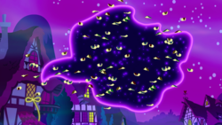 Size: 1439x810 | Tagged: safe, screencap, tantabus, do princesses dream of magic sheep, g4, book, dream, flying books, house, lasso, magic lasso, rope, shared dream