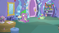 Size: 1280x720 | Tagged: safe, screencap, spike, dragon, g4, my little pony best gift ever, derp, male, solo, winged spike, wings