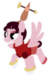 Size: 347x532 | Tagged: safe, artist:eggi-myst3ry, artist:selenaede, pegasus, pony, base used, clothes, crossover, cuphead, gloves, hilda berg, pac-man eyes, ponified, shoes, simple background, studio mdhr, transparent background, vane, weather vane