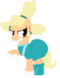 Size: 351x453 | Tagged: safe, artist:eggi-myst3ry, artist:selenaede, earth pony, pony, base used, clothes, crossover, cuphead, ear piercing, earring, gloves, grin, jewelry, necklace, pac-man eyes, piercing, ponified, raised hoof, sally stageplay, shoes, simple background, smiling, studio mdhr, transparent background
