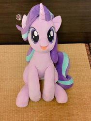 Size: 768x1024 | Tagged: safe, artist:nekokevin, starlight glimmer, pony, unicorn, series:nekokevin's glimmy, g4, cute, female, glimmerbetes, irl, looking at you, mare, open mouth, photo, plushie, sitting, smiling, solo