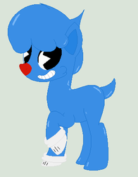 Size: 322x410 | Tagged: safe, artist:eggi-myst3ry, artist:selenaede, earth pony, goo pony, original species, pony, base used, clothes, cuphead, gloves, goopy le grande, pac-man eyes, ponified, studio mdhr