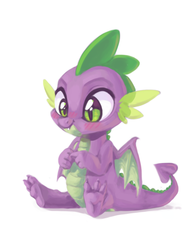 Size: 660x859 | Tagged: safe, artist:vincher, spike, dragon, g4, baby, baby dragon, blushing, claws, cute, cute little fangs, explicit source, fangs, green eyes, male, simple background, sitting, smiling, solo, spikabetes, spread wings, white background, winged spike, wings