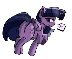 Size: 1545x1269 | Tagged: safe, alternate version, artist:post-it, color edit, edit, twilight sparkle, alicorn, pony, g4, butt, colored, digital art, featureless crotch, female, looking at you, looking back, mare, misleading thumbnail, plot, raised hoof, simple background, smiling, solo, twilight sparkle (alicorn), white background