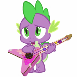 Size: 1536x1536 | Tagged: safe, edit, edited screencap, editor:lonely fanboy48, screencap, spike, dragon, g4, my little pony best gift ever, background removed, cute, guitar, i'm not gifted at gifting, musical instrument, not a vector, playing guitar, playing instrument, simple background, singing, solo, song, transparent background, winged spike, wings