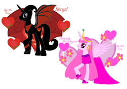 Size: 5616x3920 | Tagged: safe, artist:nathaniel718, alicorn, pony, adventure time, female, flower, male, nergal, ponified, princess bubblegum, rose, the grim adventures of billy and mandy, wings