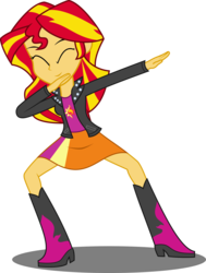 Size: 6133x8102 | Tagged: safe, artist:toonalexsora007, sunset shimmer, equestria girls, g4, absurd resolution, boots, clothes, dab, eyes closed, female, jacket, leather, leather jacket, shoes, simple background, skirt, solo, transparent background, vector
