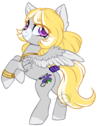 Size: 600x769 | Tagged: safe, artist:cabbage-arts, oc, oc only, pegasus, pony, commission, commissioner:thiccestlord, female, looking at you, mare, pegasus oc, rearing, simple background, solo, tail wrap, white background