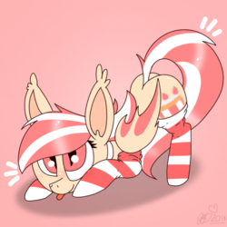 Size: 768x768 | Tagged: safe, artist:awoomarblesoda, oc, oc only, oc:shortcake, bat pony, pony, clothes, female, mare, simple background, socks, solo, striped socks