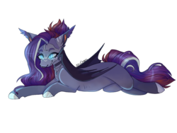 Size: 1024x768 | Tagged: safe, artist:akiiichaos, oc, oc only, oc:theo, demon pony, pony, female, prone, simple background, solo, transparent background