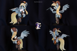 Size: 11136x7424 | Tagged: safe, artist:ncmares, artist:shuxer59, derpy hooves, pegasus, pony, g4, absurd resolution, butt, clay figure, clothes, envelope, happy, irl, mailmare, photo, plot, saddle bag, solo