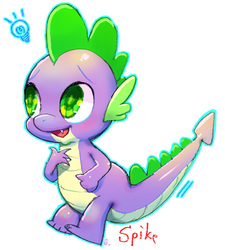 Size: 450x500 | Tagged: safe, artist:mozuright, spike, dragon, g4, male, simple background, solo, white background