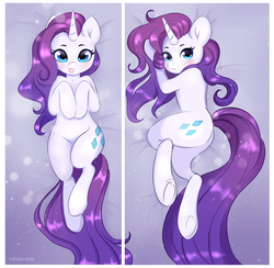 Size: 4000x3897 | Tagged: safe, artist:cousland, rarity, pony, unicorn, g4, :p, blushing, body pillow, body pillow design, butt, cute, cutie mark, female, looking at you, mare, plot, raribetes, silly, solo, tongue out, underhoof