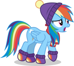 Size: 5000x4449 | Tagged: safe, artist:luckreza8, rainbow dash, pegasus, pony, best gift ever, g4, .svg available, absurd resolution, clothes, female, hat, hoof shoes, mare, mittens, open mouth, scarf, simple background, solo, transparent background, vector, walking, winter outfit