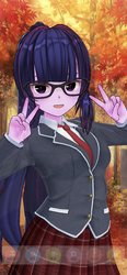 Size: 554x1199 | Tagged: safe, artist:weiliy, sci-twi, twilight sparkle, human, equestria girls, g4, 3d, clothes, female, glasses, looking at you, school uniform, solo
