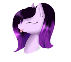 Size: 2154x1884 | Tagged: safe, artist:aledera, oc, oc only, oc:pulse, earth pony, pony, bust, female, mare, portrait, simple background, solo, tongue out, transparent background