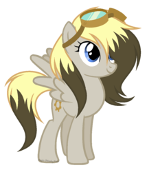 Size: 899x1051 | Tagged: safe, artist:nightmarye, oc, oc only, oc:max whooves, pegasus, pony, base used, female, goggles, mare, offspring, parent:derpy hooves, parent:doctor whooves, parents:doctorderpy, simple background, solo, transparent background