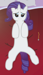 Size: 2800x4900 | Tagged: safe, artist:devfield, rarity, pony, g4, bed, bedroom, bedroom eyes, female, gradient, gradient mane, gradient tail, jewelry, lying down, lying on bed, pillow, shadow, solo