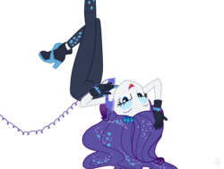 Size: 3690x2790 | Tagged: safe, artist:ilaria122, rarity, equestria girls, g4, my little pony equestria girls: better together, the other side, bare shoulders, beautiful, beautisexy, boots, clothes, female, gloves, high res, jumpsuit, open mouth, phone, sexy, shoes, simple background, sleeveless, solo, starry hair, strapless, transparent background, vector