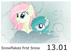 Size: 1340x942 | Tagged: safe, artist:seaswirls, oc, oc only, oc:primrose, oc:snowflake, pegasus, pony, cloud, female, filly, snow