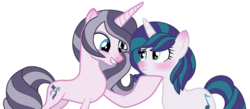 Size: 1024x445 | Tagged: safe, artist:leanne264, oc, oc only, oc:melody crystal, oc:sapphire, pony, unicorn, base used, female, mare, simple background, transparent background