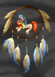 Size: 2500x3500 | Tagged: safe, artist:rskyfly, oc, oc only, pegasus, pony, dreamcatcher, headdress, high res, male, native american, solo, stallion