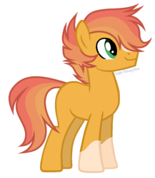 Size: 891x1027 | Tagged: safe, artist:nightmarye, oc, oc only, oc:yellow streak, earth pony, pony, coat markings, male, offspring, parent:applejack, parent:sunburst, parents:appleburst, simple background, socks (coat markings), solo, stallion, transparent background