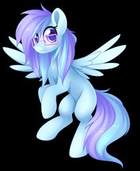 Size: 3348x4096 | Tagged: safe, artist:scarlet-spectrum, oc, oc only, pegasus, pony, black background, female, glasses, mare, simple background, smiling, solo
