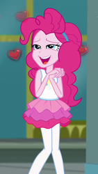 Size: 483x859 | Tagged: safe, screencap, pinkie pie, equestria girls, g4, my little pony equestria girls: better together, super squad goals, canterlot city, clothes, cropped, female, hairband, heart, pantyhose, skirt